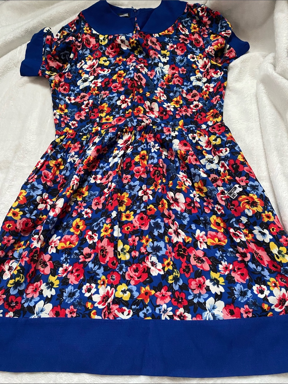 Love Moschino Blue Floral Casual Dress with Multicolor Print